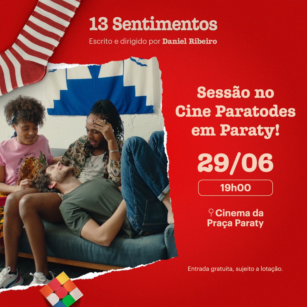 13_Sentimentos's tweet photo. O Festival de Cinema LGBTQIAPN+ Cine Paratodes Paraty contará com “13 Sentimentos” em suas exibições!

A sessão ocorrerá no dia 29/06 (sábado) às 19h, contando com um acesso gratuito, e uma linda programação com outros filmes queer.

Nos vemos em Paraty! https://t.co/02yYgMTmOa