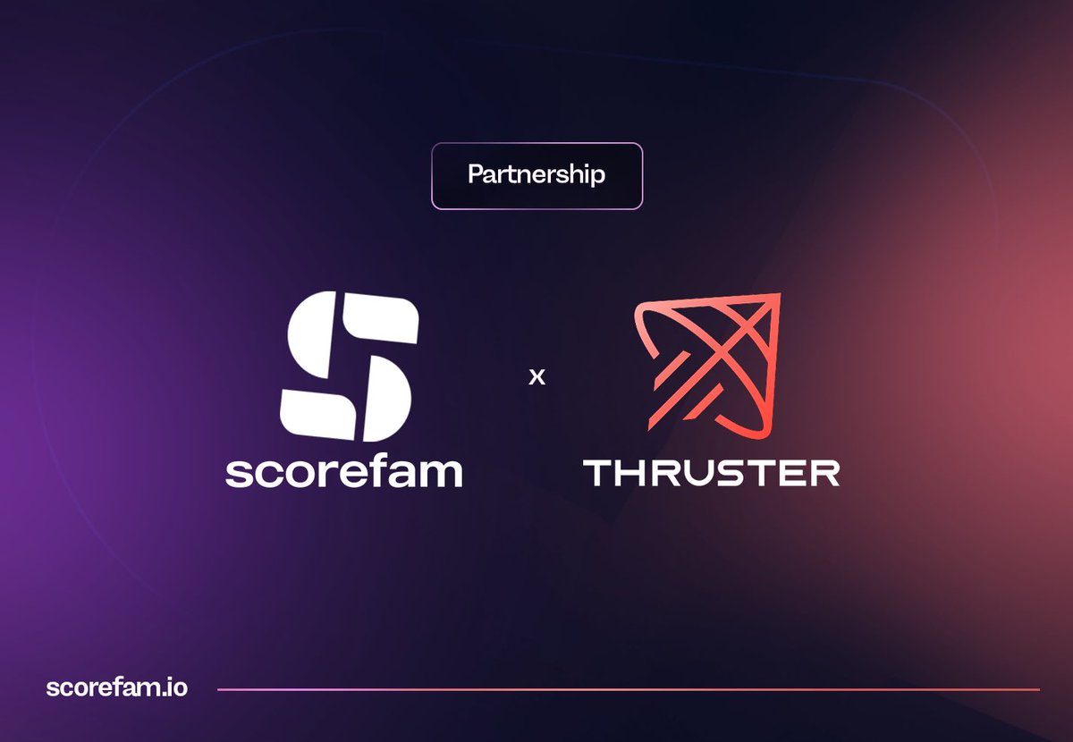 scorefam_io's tweet photo. We've teamed up with @ThrusterFi to launch its own curated prediction markets!
Thruster community, stay tuned for the launch of an exciting event pool on X-predict for you!💲🚀
#Scorefam #thrusterfi #Blast_L2 #Gamblefi https://t.co/bhvTqJVm2u