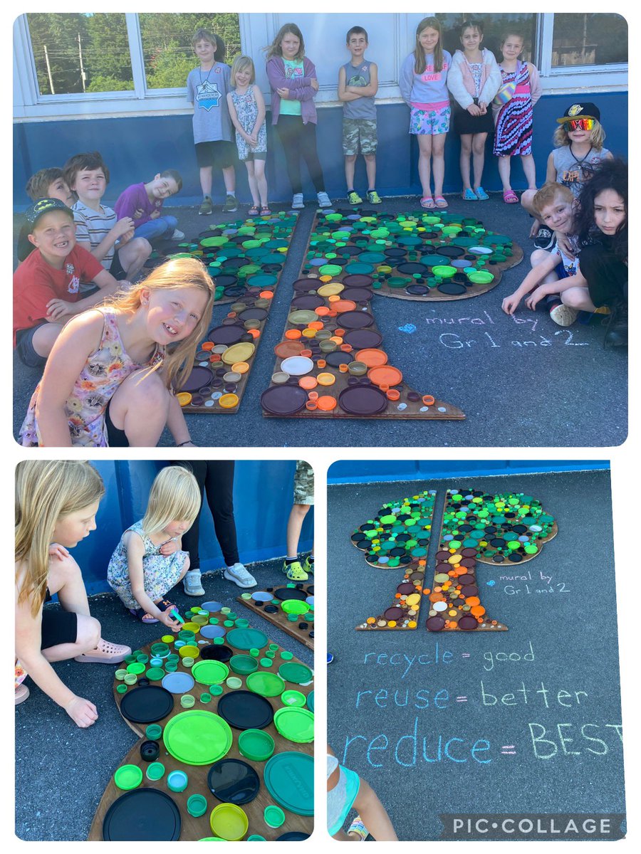 Grade 1 &amp; 2 students <a href="/HebbPatriots/">Hebbville Academy</a> collected plastic lids and created a mural to remind us that reducing our plastic use is the most important of the 3 Rs… thank you to our sponsor the SAC and to our collaborators at The Ark in Bridgewater🌎