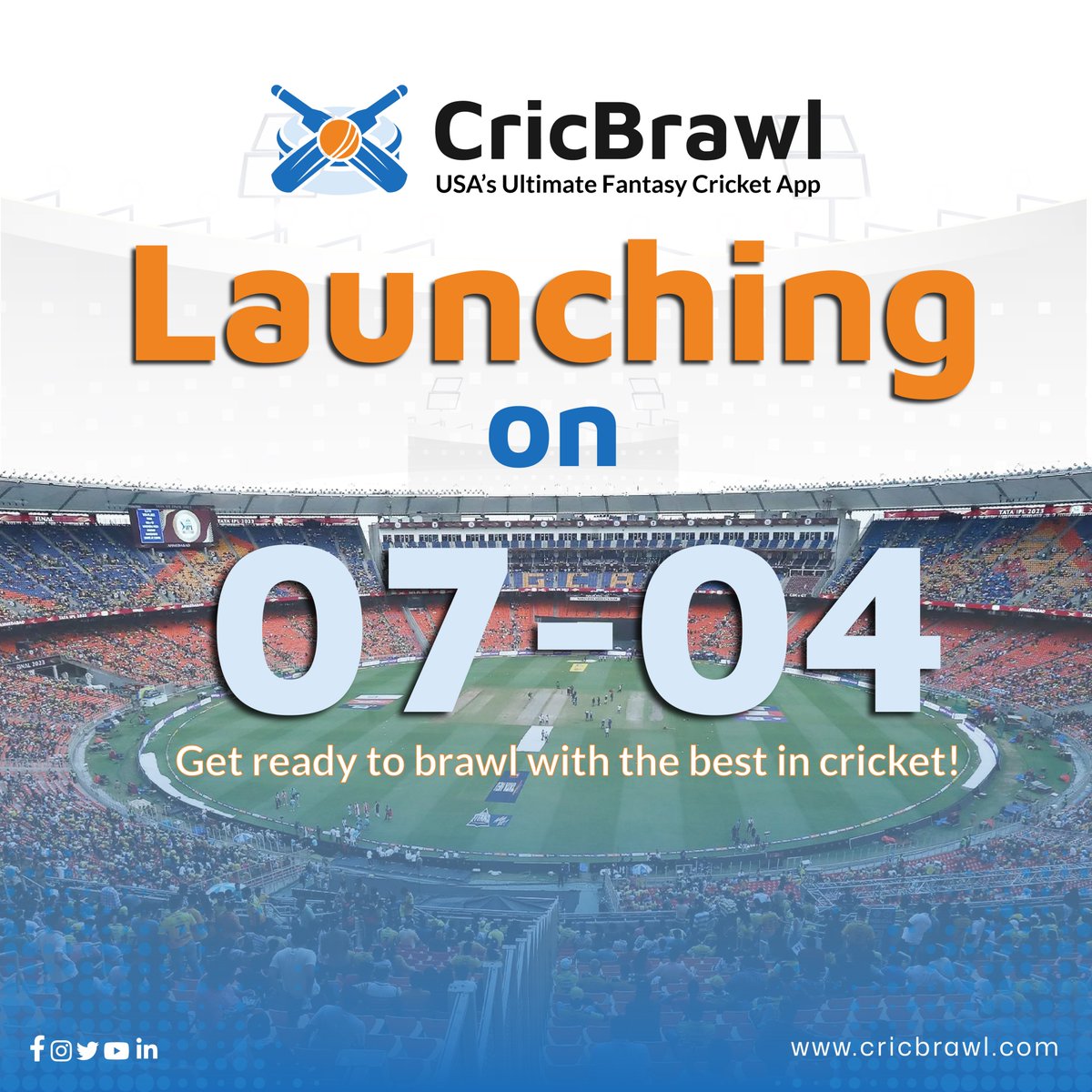 🚀 Exciting News! 🚀

CricBrawl, USA's Ultimate Fantasy Cricket App, is launching on 07-04! 🏏🎉

Get ready to brawl with the best in cricket! Create your dream team, compete in thrilling matches, and win fantastic prizes.🏆🔥

📅 Mark your calendars!
🌟 Spread the word!
#Cricket