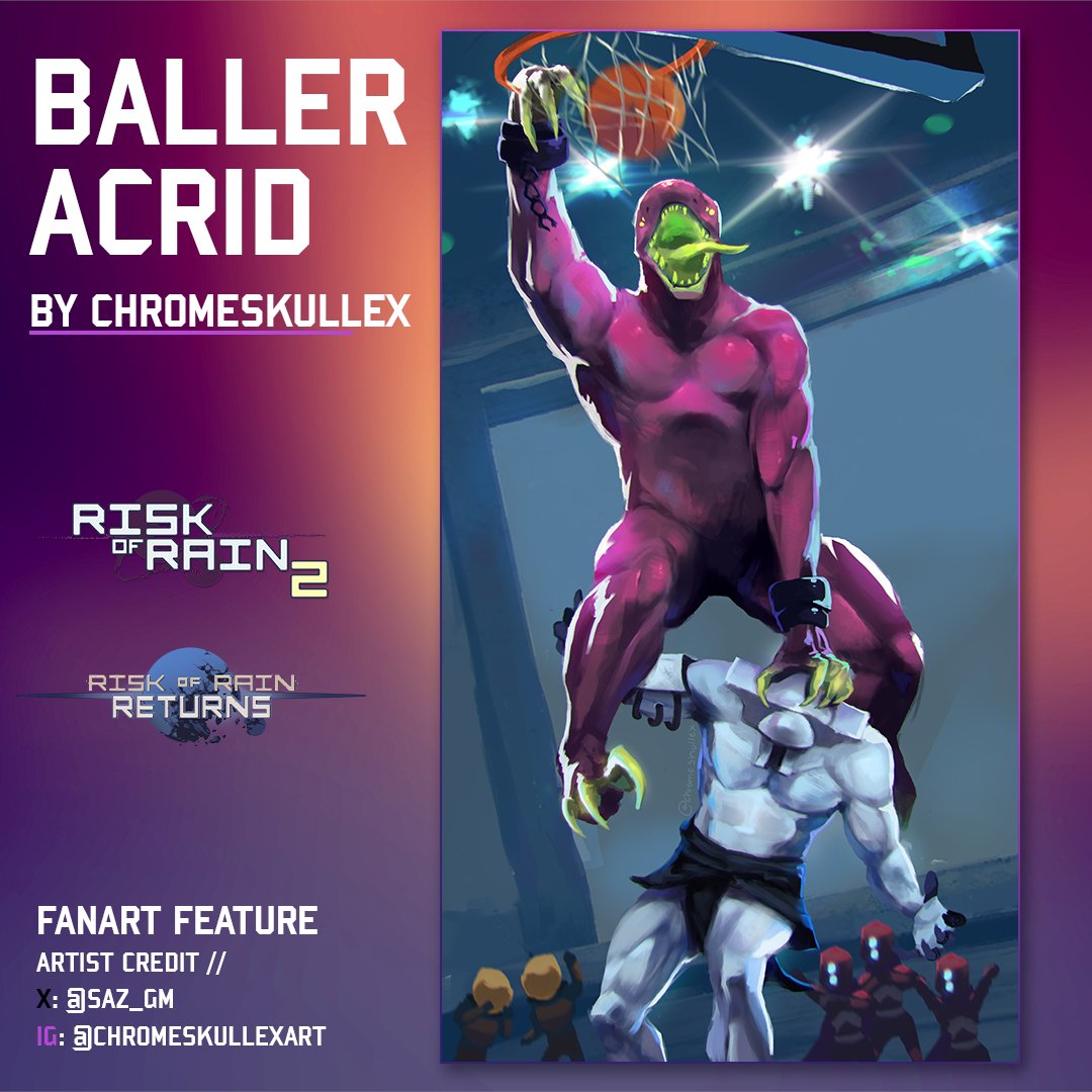 RiskofRain's tweet photo. Fingers crossed that Acrid gets taken in this year's NBA draft. 🤞  

Post up and check out this fanart from community member @saz_gm! 🏀  

Share your own art in Discord or on Reddit and it could be featured next!    
🔸https://t.co/Wa5y6kieQx   
🔹https://t.co/HhceMCxT3b https://t.co/T3VTGHZHLs
