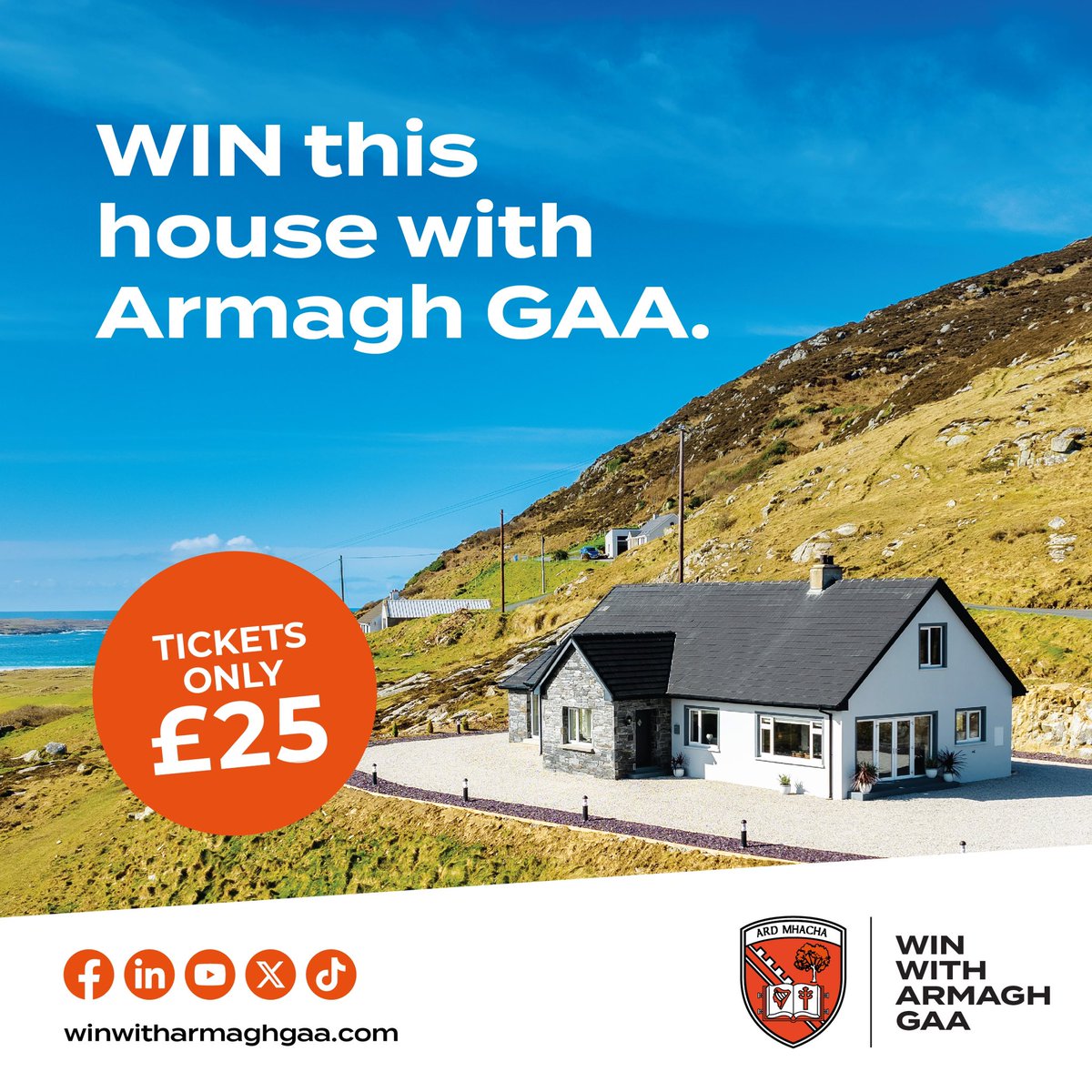We are supporting #WinWithArmaghGAA to build momentum both on and off the pitch.
You can help, buy a ticket for a chance to win this stunning house in Donegal or £250k.
Get your ticket here👇
winwitharmaghgaa.com

Together we will #FuelTheFuture for Gaelic Games in Armagh.