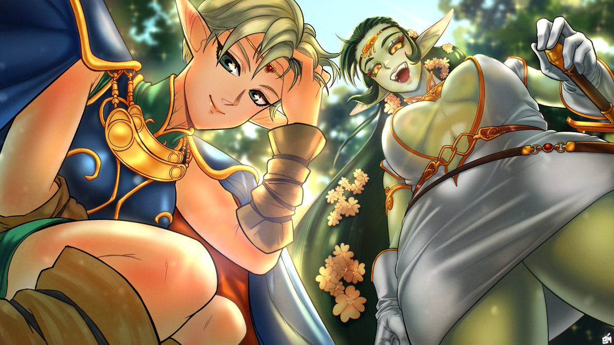 _BirdMaws_'s tweet photo. Thank you for commissioning me!
Here is Ronenn and Prim donning attire of Deedlit and Pirotess from Record of Lodoss War!
Summer is here!
#HaustoriArt #primillus #MawsDraws https://t.co/uijKR5oWU4
