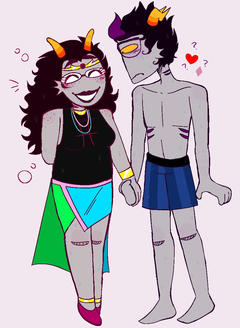 oktoramaa's tweet photo. cute fish girl gets hydrophobic fish guy 2 get in the water 
#homestuck #erifef https://t.co/Q7Dp6kp5ah