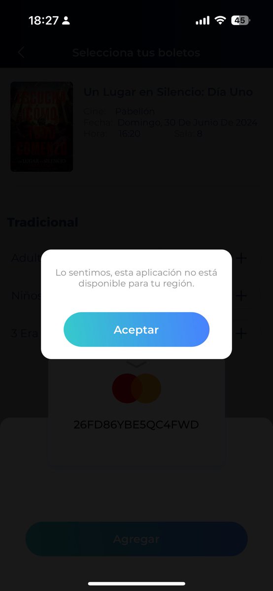 AlexisGlezG's tweet photo. @AyudaCinepolis cuándo solucionarán el problema para usar el cupón Mastercard 2x1?  van varias semanas que intento usarlo y sale este error “Lo sentimos, esta aplicación no está disponible para tu región.” Solo dicen que hay actualizaciones pero no lo arreglan https://t.co/E2kXPu4GkG