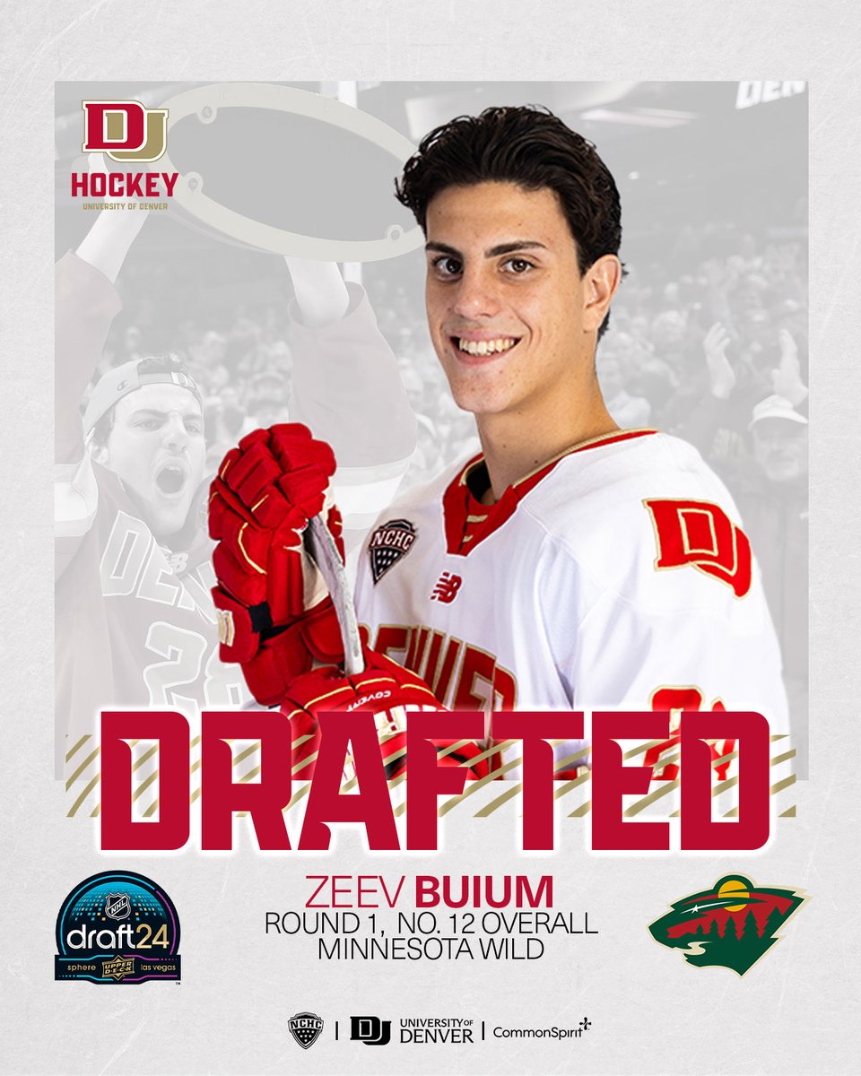 Zeev Buium has been selected No. 12 overall by the <a href="/mnwild/">Minnesota Wild</a> in the 2024 #NHLDraft.

He becomes the Pioneers’ 5th Round 1 pick in program history.

Congratulations Zeev!

#GoPios