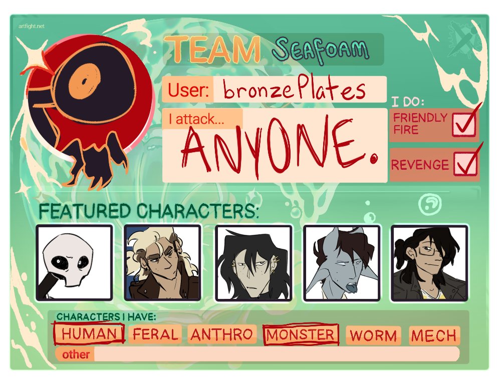 BronzePlates's tweet photo. ignoring literally everything else happening, art fight.
https://t.co/wC02FIGSd9 

#artfight2024 #teamseafoam https://t.co/K8setgf1ef