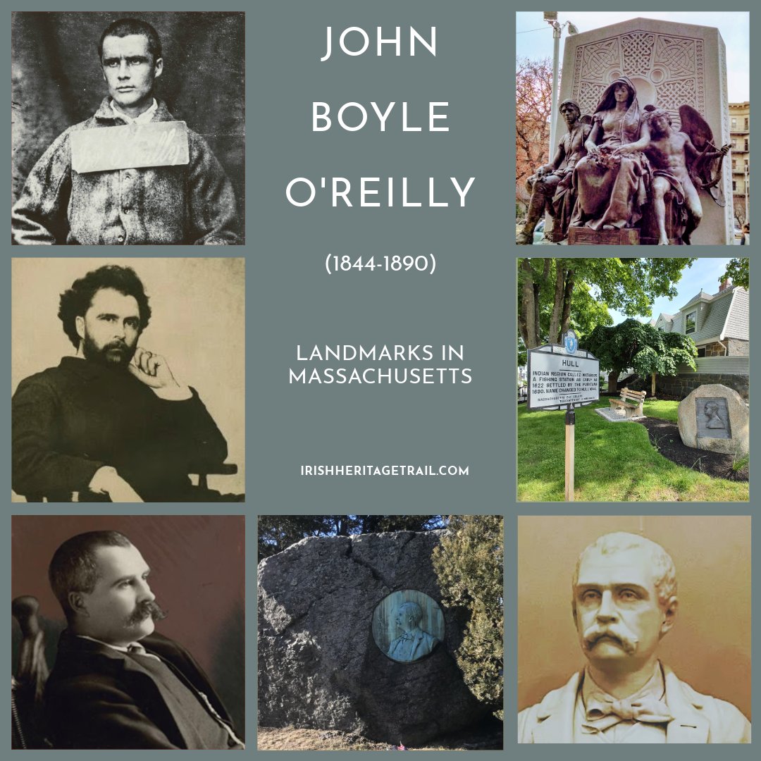 TheBostonIrish's tweet photo. #Irish patriot + poet John Boyle O'Reilly was born June 28, 1844, in #CountyMeath #Ireland. He spent his last 20 years in #Boston, transforming it forever. Visit his landmarks across #massachusetts.  @BostonParksDept @SeePlymouth @burnslibrary @BPLBoston  https://t.co/JWK4qYxzGq https://t.co/CCiFOQSPWS