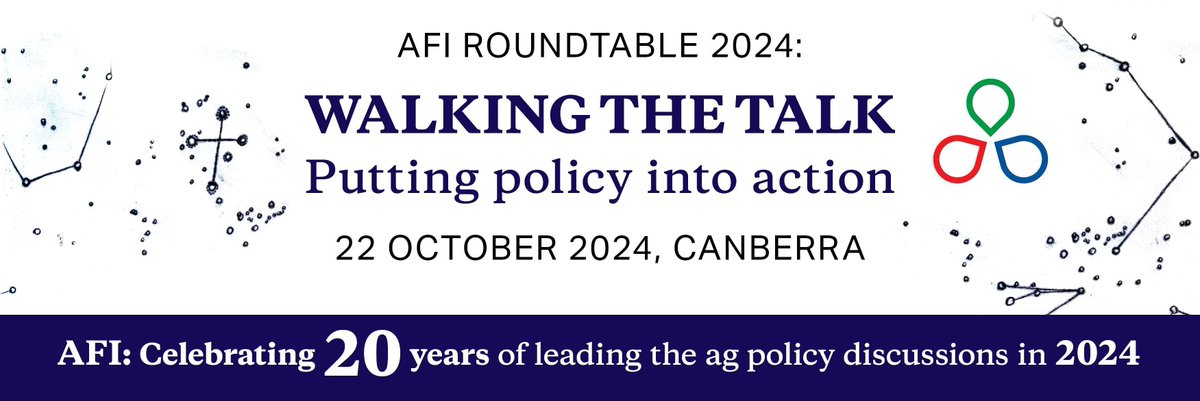 TICKETS ON SALE: Join us in Canberra on 22 Oct 2024 to build on 2 decades of evidence-based policy research &amp; look to the critical issues for the next 20 years. AFI will ask industry stakeholders to walk the talk, to commit to putting policy into action. 
buff.ly/4eFTx82