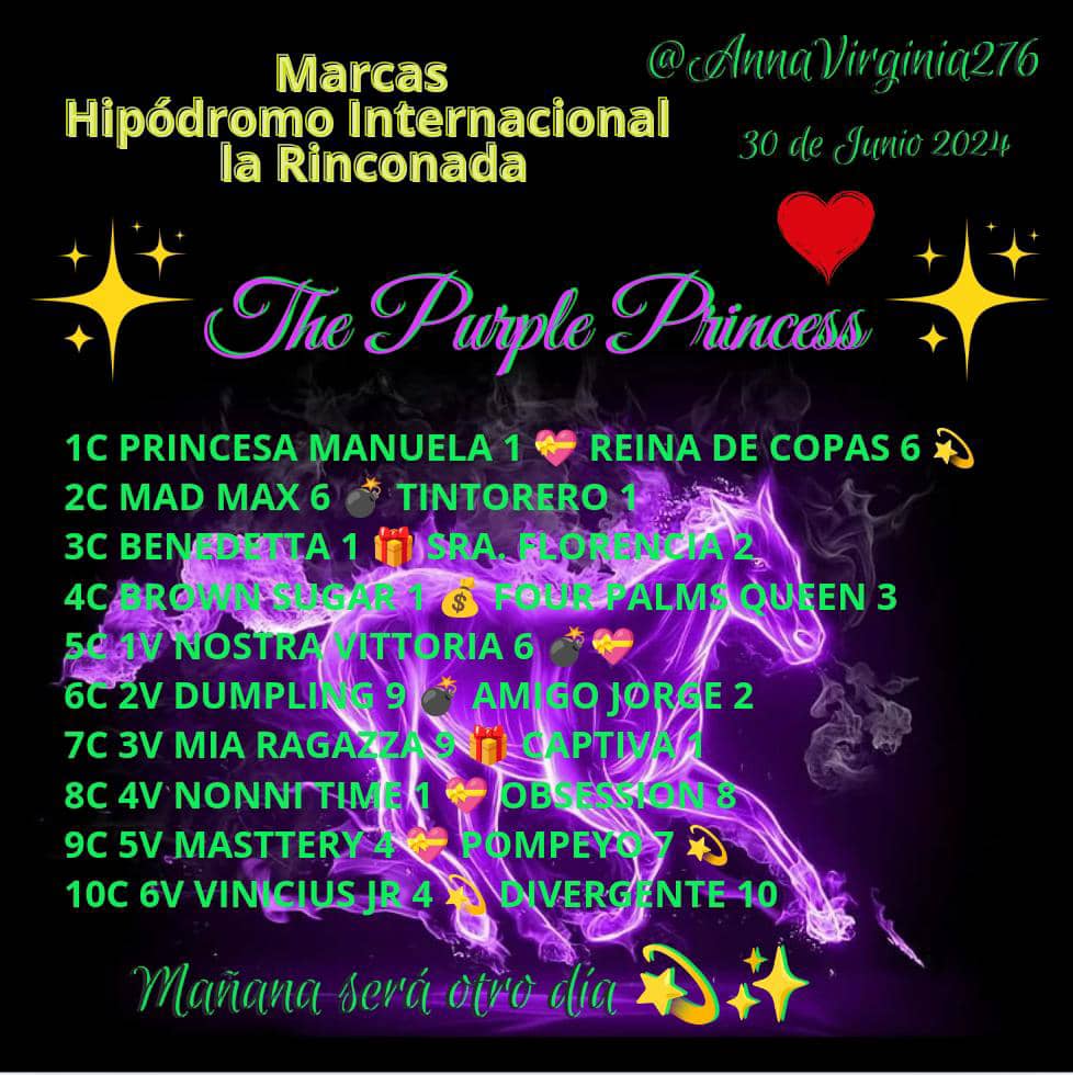 AnnaVirginia276's tweet photo. Marcas Para el Hipódromo Internacional La Rinconada 30/06/24 #Hipismo #LaRinconada Mañana será otro día 💫✨ https://t.co/Vw35GXhnUM