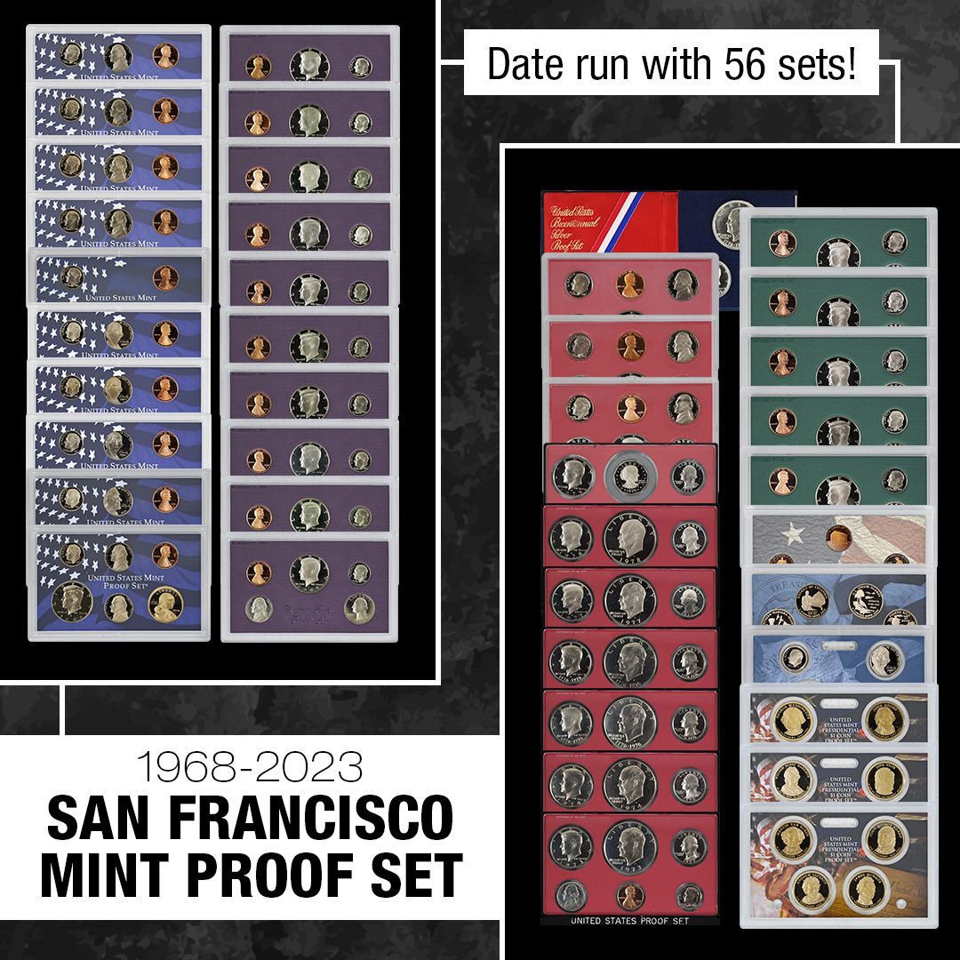 TheCSNMint's tweet image. The U.S. Mint proof sets are perfect for any collector. Each set showcases the highest quality coins from the U.S. Mint. Complete your collection with our 1986 - 2023 San Francisco Mint Proof Set Collection at CSNmint.com/X #ProofSet #USMint #CoinCollectors