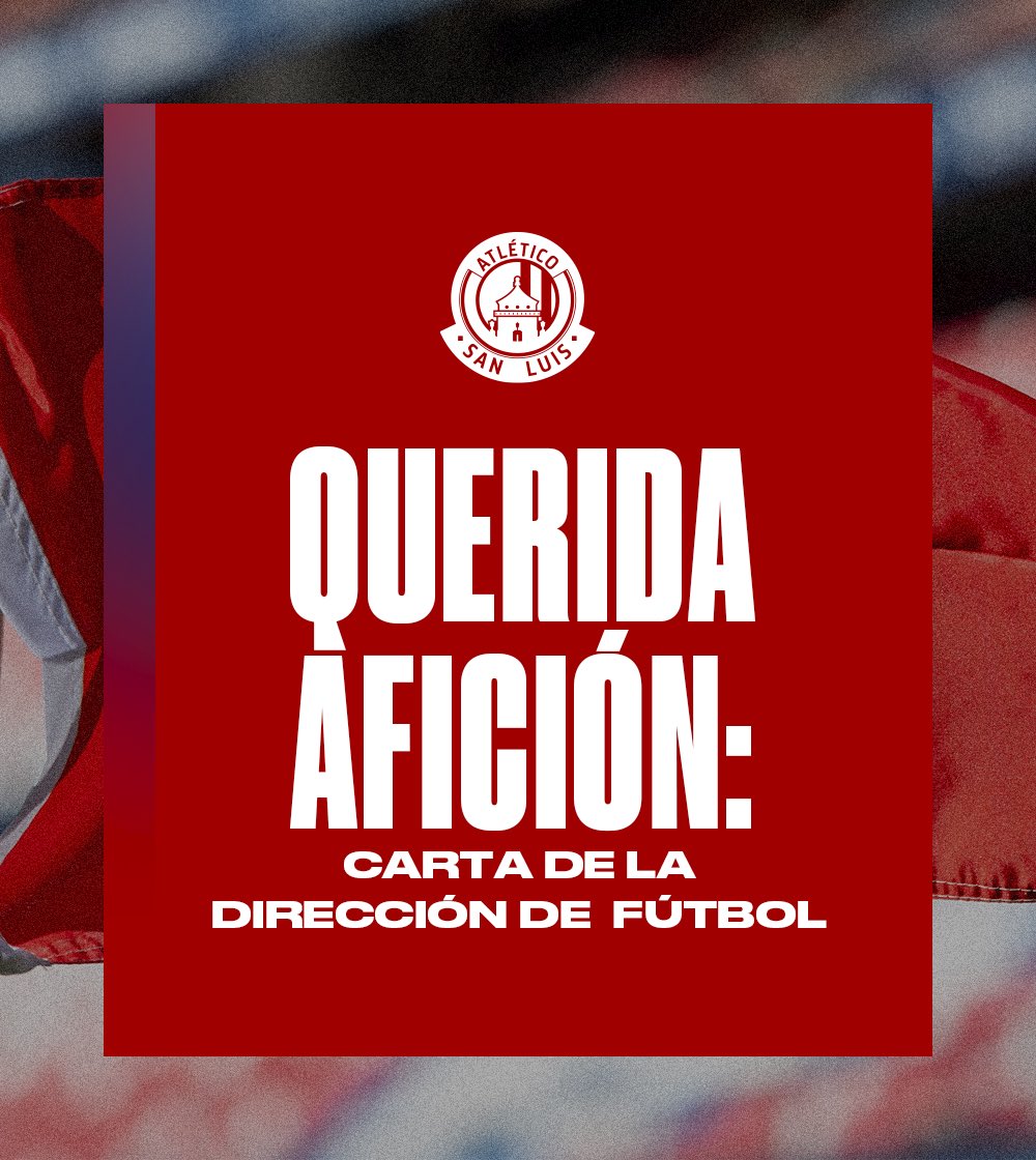 🚨 COMUNICADO OFICIAL 🚨

Mensaje de nuestro director de futbol a la afición potosina.

📝 Más detalles 👉🏼 bit.ly/3XEJ4nh

#ConAlmaPotosina #JuvenilesADSL