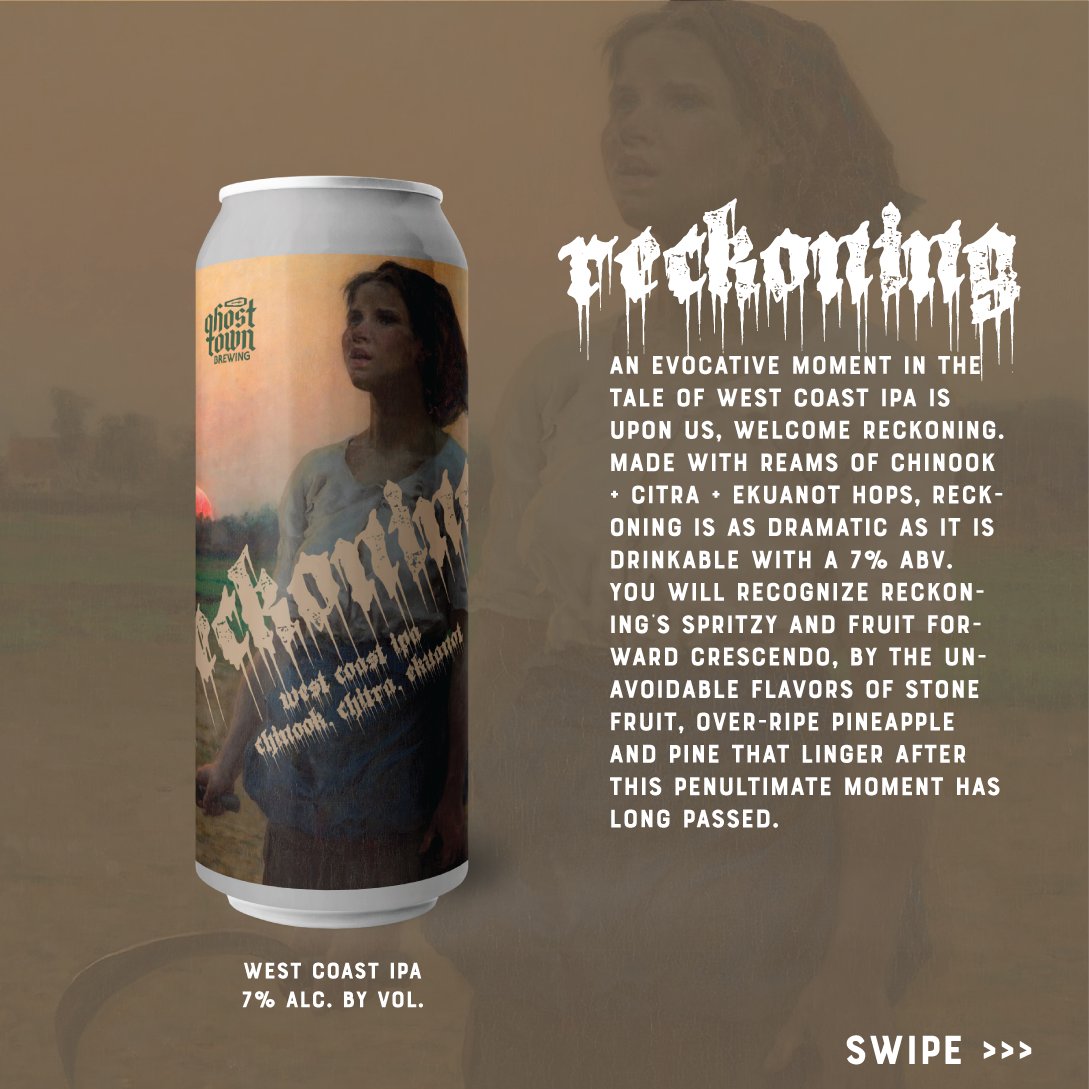 GhostTownBeer's tweet photo. Rip The Weekend A New One

Pouring right now at our tasting rooms in West Oakland and the Laurel District (@ghosttownbrewing_laurel) are Reckoning West Coast IPA and Universal Jam. Vine Breaker comes on tap as soon we get it in the steel, probably around 2PM. https://t.co/jk4bqPSAKU
