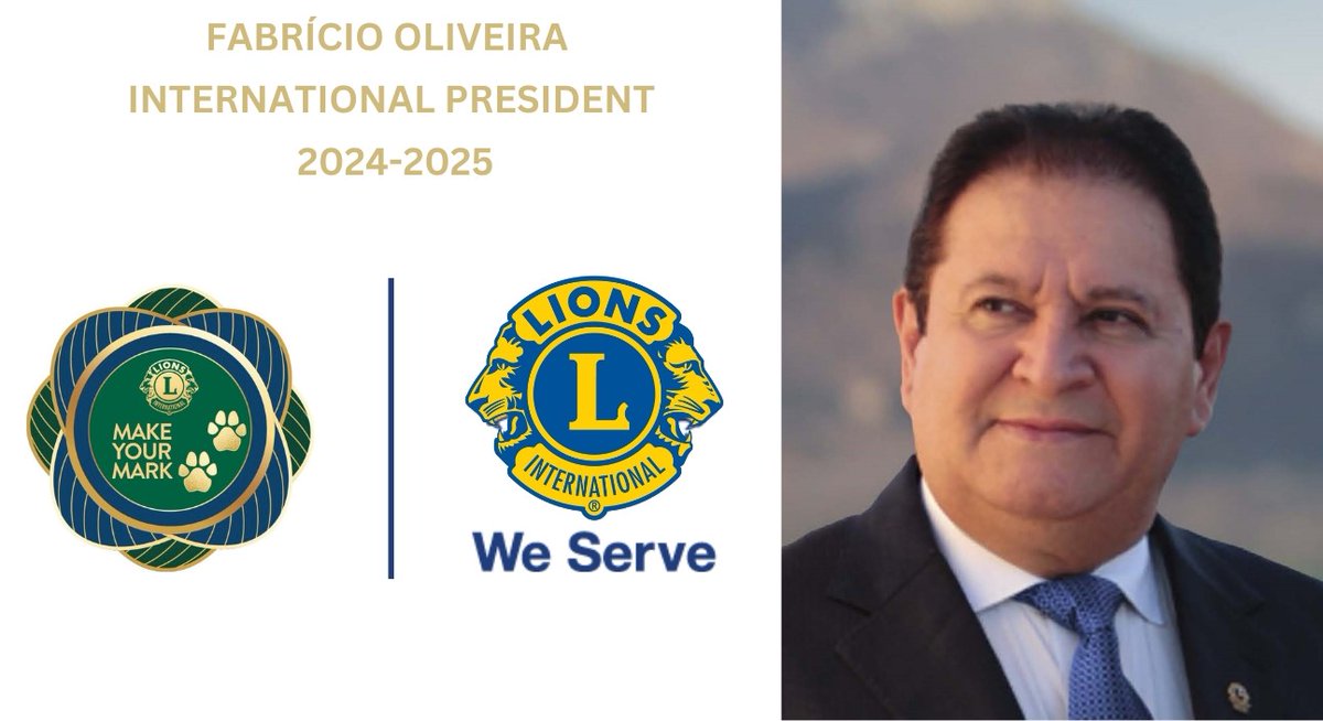 A Lions member for 40 yrs International President Fabrício Oliveira has always given back to his community. With a strong sense of purpose and positivity, President Fabrício believes there is a leader inside every Lion. #JoinUs #StepForward lionsclubs.co/Public/lionsge… #MakeYourMark
