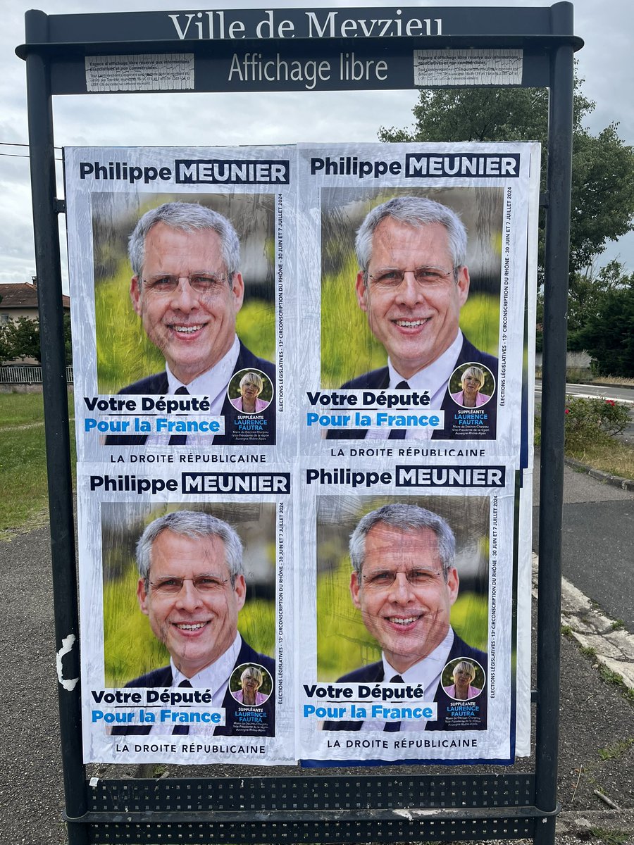 Ce dimanche je vote <a href="/Meunier_Ph/">PhilippeMeunier</a>  et sa suppléante <a href="/FautraLaurence/">Laurence Fautra</a> car il est le seul candidat de la 13ème circonscription qui présente un projet clair et net pour la France 🇫🇷.

Les extrêmes n’ont pas leur place dans notre pays!