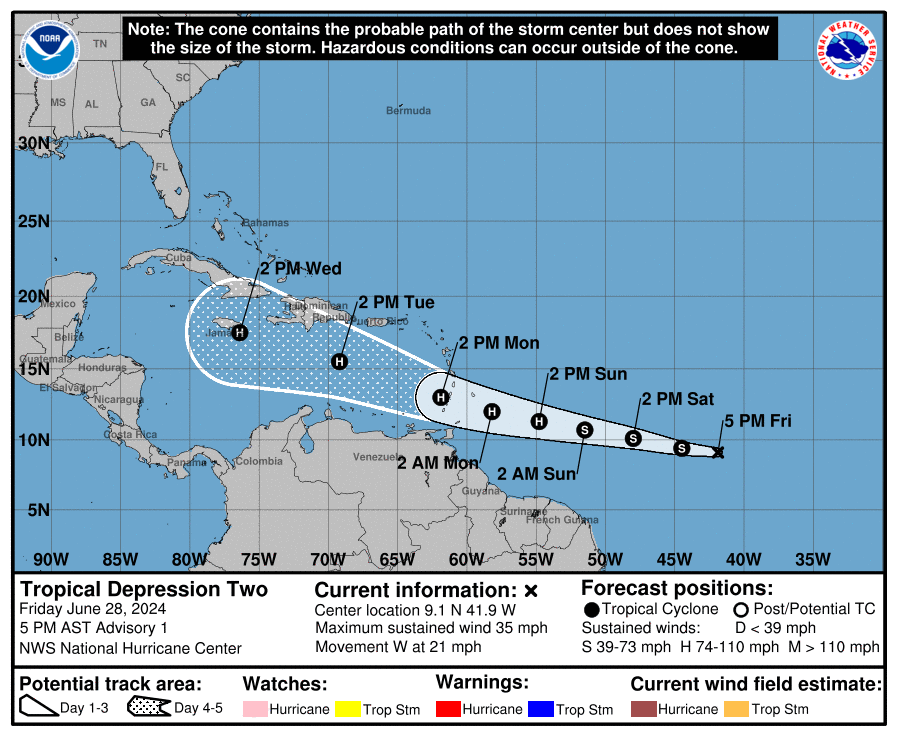 weathertrackus's tweet photo. Tropical Depression TWO has formed. See our official post on our page for more. https://t.co/xotBtC3qwt