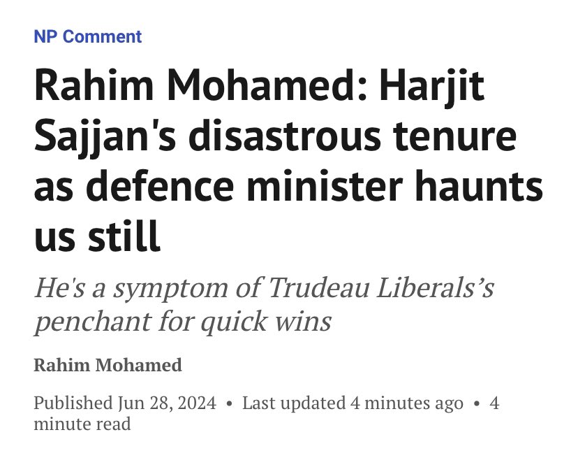 rmohamed_yow's tweet photo. “Harjit Sajjan is a walking red flag. He should have never been given the defence portfolio and he certainly shouldn’t have been the one calling the shots in a life-or-death situation like the Kabul airlift.”

My latest for @nationalpost: https://t.co/B2t4zBRjjs https://t.co/4fDkGfgVvY