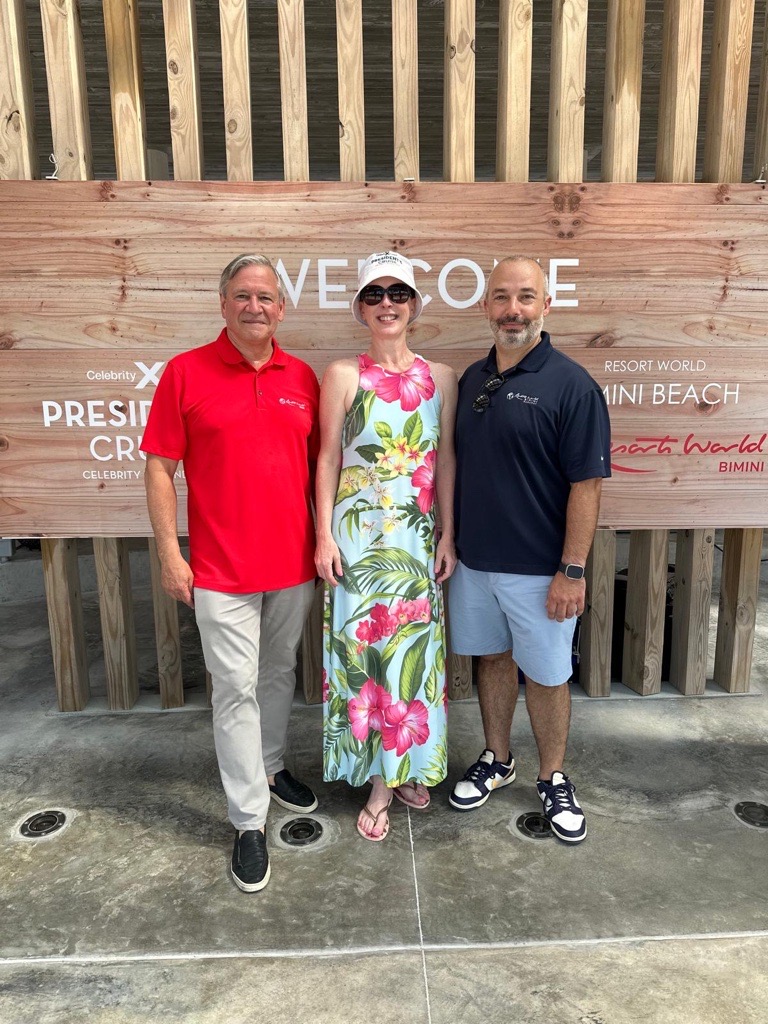 Today we welcomed the <a href="/CelebrityCruise/">Celebrity Cruises</a> President's Cruise into the Bimini Cruise Port! Genting Americas East President Bob DeSalvio and Victor Karavias our SVP of #Cruise Port and Transportation Operations joined #CelebrityCruises President Laura Hodges Bethge at Bimini Beach.