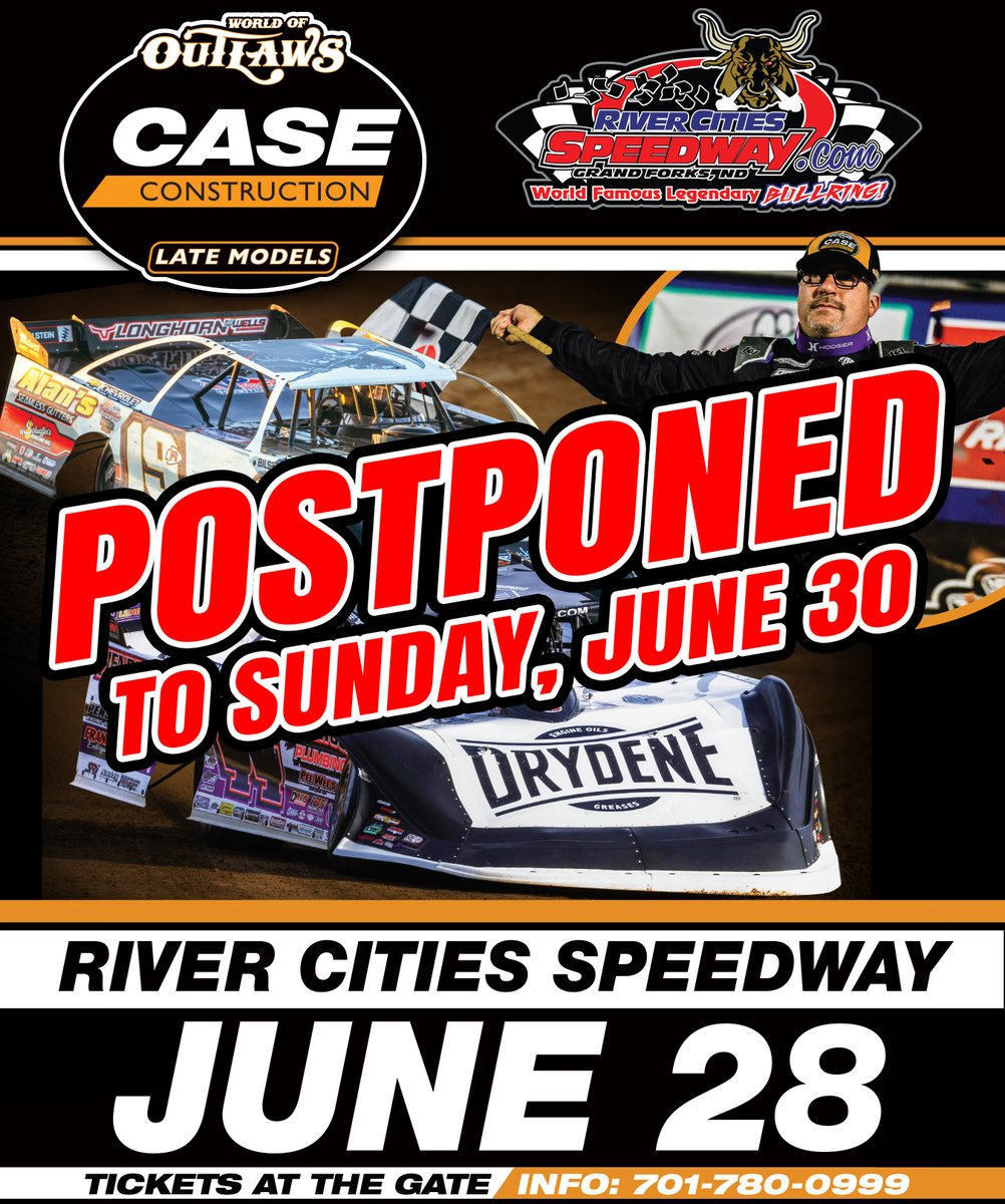 After last night's rain, the RCS track crew worked all morning and afternoon to get the track worked in for tonight. However, the rain was just too much to put on a safe show for the drivers and a quality show for the fans.

Tonight's races are POSTPONED to Sunday, June 30.