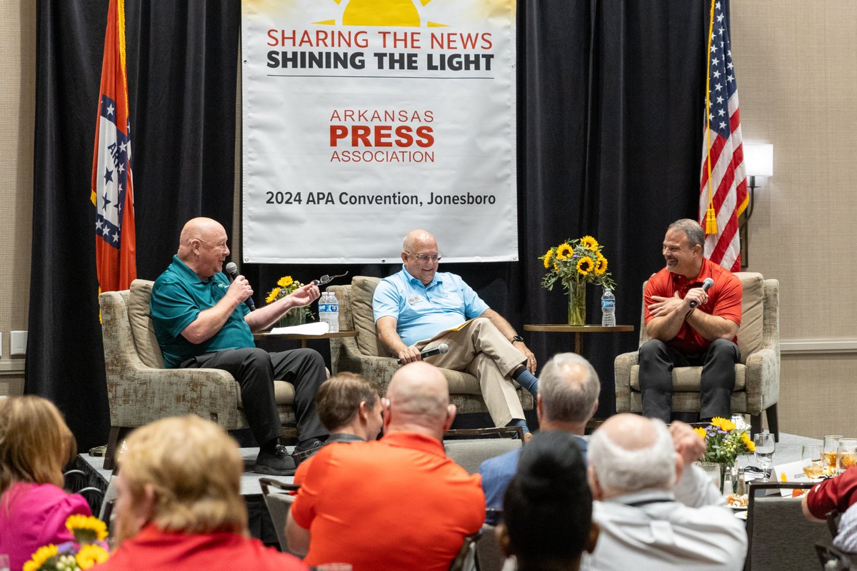 Chancellor <a href="/ShieldsTodd/">Todd Shields</a> was interviewed at the <a href="/ARPressAssoc/">Arkansas Press Association</a> Convention today by Steve Eddington and Rob Roedel.  He shared his vision for A-State and provided updates on our partnership with the steel industry, the College of Veterinary Medicine, and more.  #WolvesUp
