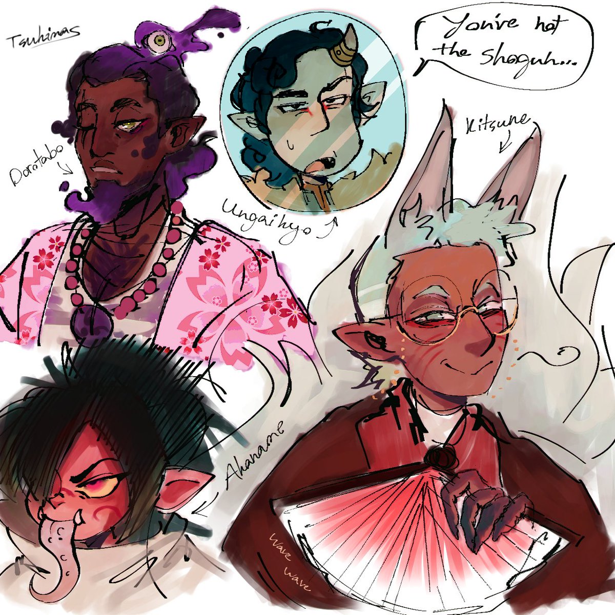 Youkai thoughts visited me again for some funny sketches, but I just chose first things I came across in my mind 

#TheOwlHouseFanart #RaineWhispers #DariusDeamonne