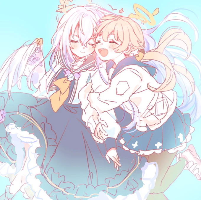 #ブルアカ エデン条約編3章までよんだよのらくがき ヒフミアズサあったかくてだいすきになった