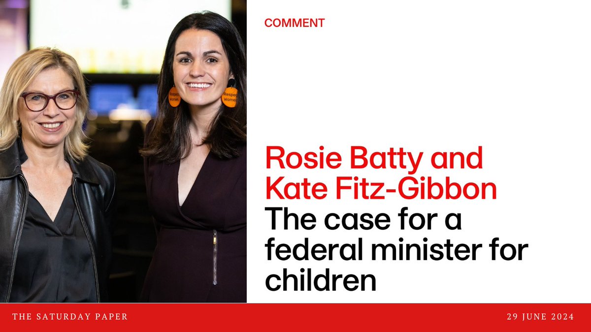 In today’s <a href="/SatPaper/">The Saturday Paper</a> Rosie Batty &amp; I argue it is unfathomable that children are still repeatedly falling off policy agendas relating to domestic, family &amp; sexual violence. The status quo is unacceptable for the current generation, &amp; the next generation deserves better.

Read our