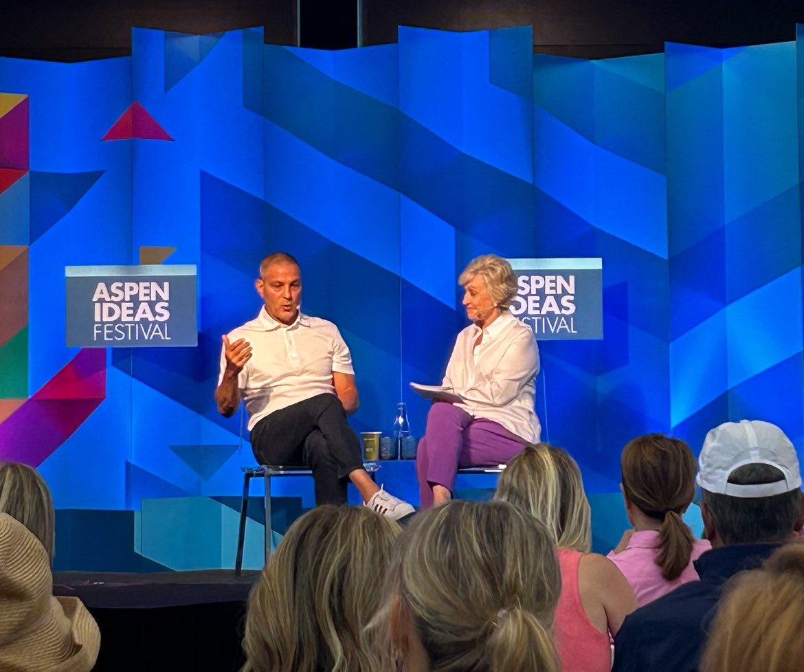 TinaBrownLM's tweet image. .@AriEmanuel on his best form at @aspenideas talking to me…Dems post-debate are in “fuck city” #aspenideas