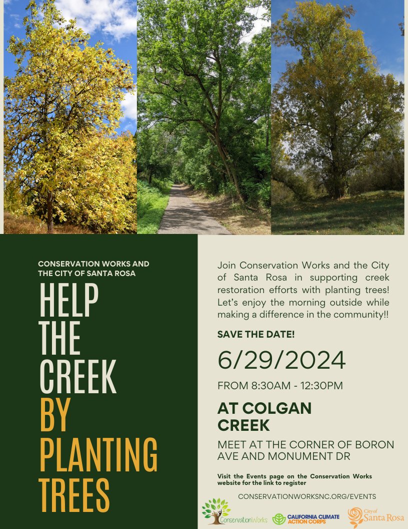 Join us as we plant native trees to help restore Colgan Creek's overall health! Not only are we helping the creek but also greening a walking path in our city! We'll meet at the corner of Boron Ave and Monument Dr. at 8:30 on June 29th. See you there!