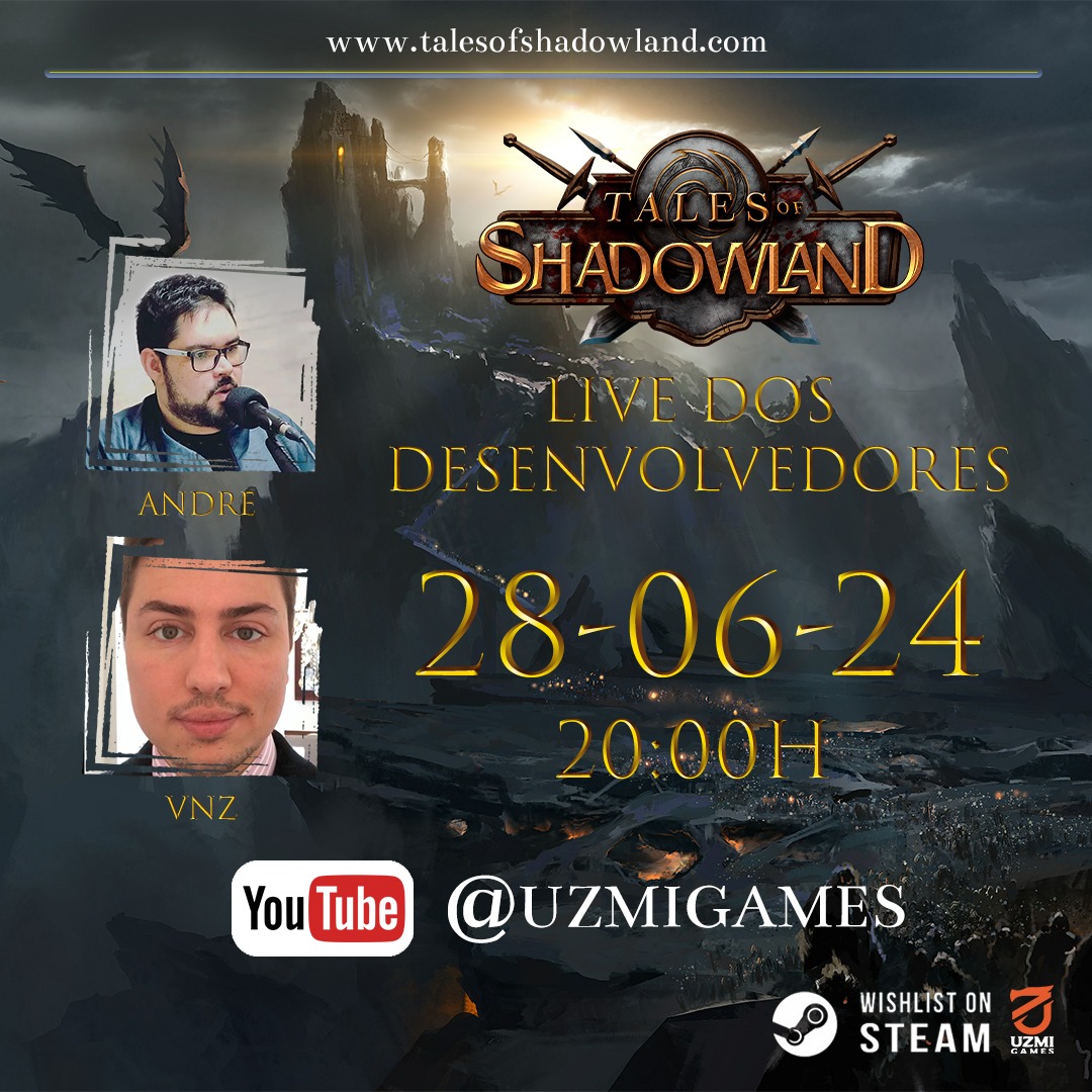 uzmigames's tweet photo. Nossos desenvolvedores vão estar ao vivo à partir das 20h contando sobre o que está acontecendo em relação ao ToS e respondendo perguntas da comunidade.  #talesofshadowland #uzmigames #unreal5 #steam #mmorpg #gamedevelopment #games https://t.co/FUmZs9J1eF