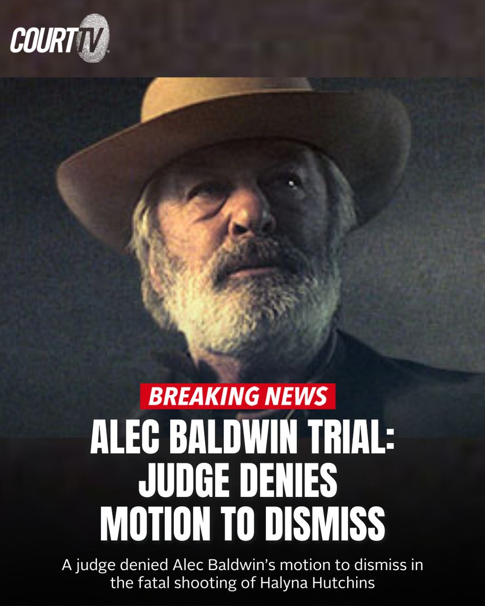 #BREAKING: A New Mexico judge denies #AlecBaldwin's motion for dismissal. 

The actor is charged with involuntary manslaughter after the fatal shooting of cinematographer #HalynaHutchins on the set of the movie #Rust.

#CourtTV - What do YOU think?