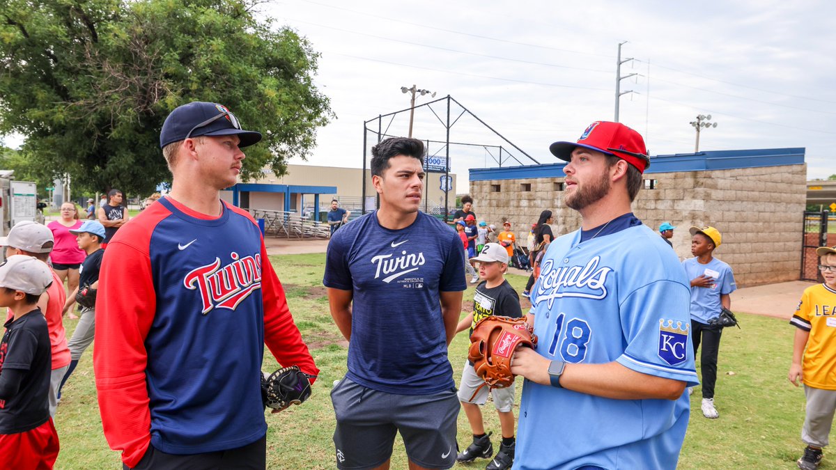 Today, Royals Sport Development visited Wichita, KS to support League 42 after their Jackie Robinson statue was vandalized. Players &amp; staff from <a href="/WindSurgeICT/">Wichita Wind Surge</a>, <a href="/Twins/">Minnesota Twins</a>, &amp; <a href="/nwanaturals/">Northwest Arkansas Naturals</a> taught baseball skills to 150 young athletes. Thanks to RAD System! #League42