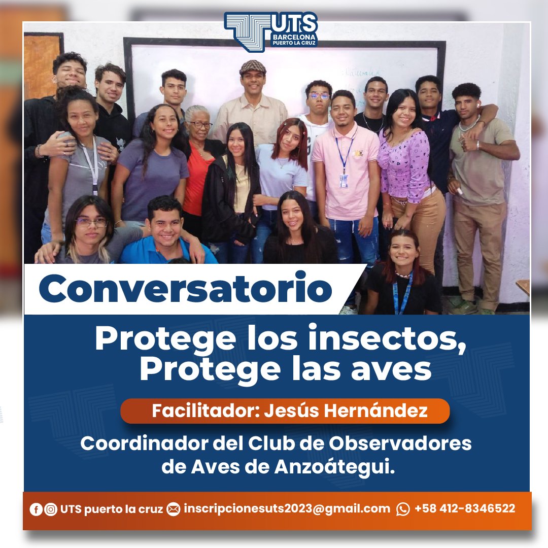 UTSBarcelona's tweet photo. Como parte de  la materia Educación Ambiental, estudiantes de primer semestre de  diferentes carreras, participaron en un conversatorio denominado  "Protege los insectos, Protege las aves" facilitado por Jesús Hernández,  director del Club de Observadores de Aves. https://t.co/gBfXKfajuf