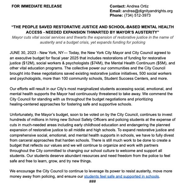 Read DSC-NY's Statement on New York City's budget deal for fiscal year 2025