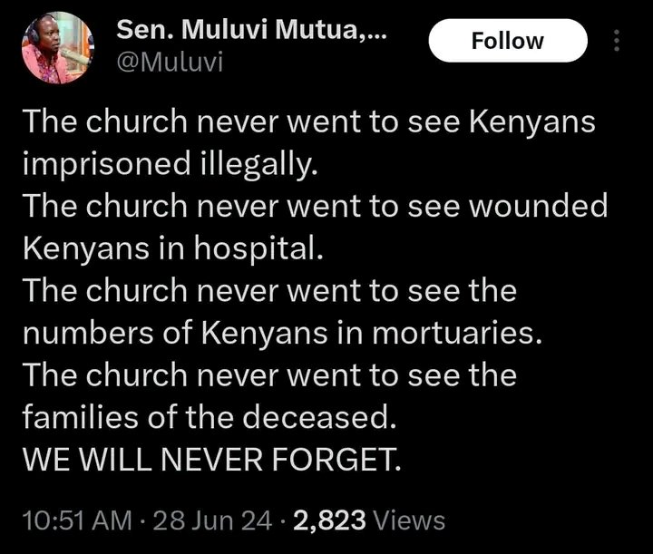 Stankovola's tweet photo. The church is their biggest enablers. It white washes their sins and hides them behind the bible . That's why Ruto has already met various church personalities. Let's take back the church from greedy and compromised individuals. https://t.co/Sr2KveVKmc