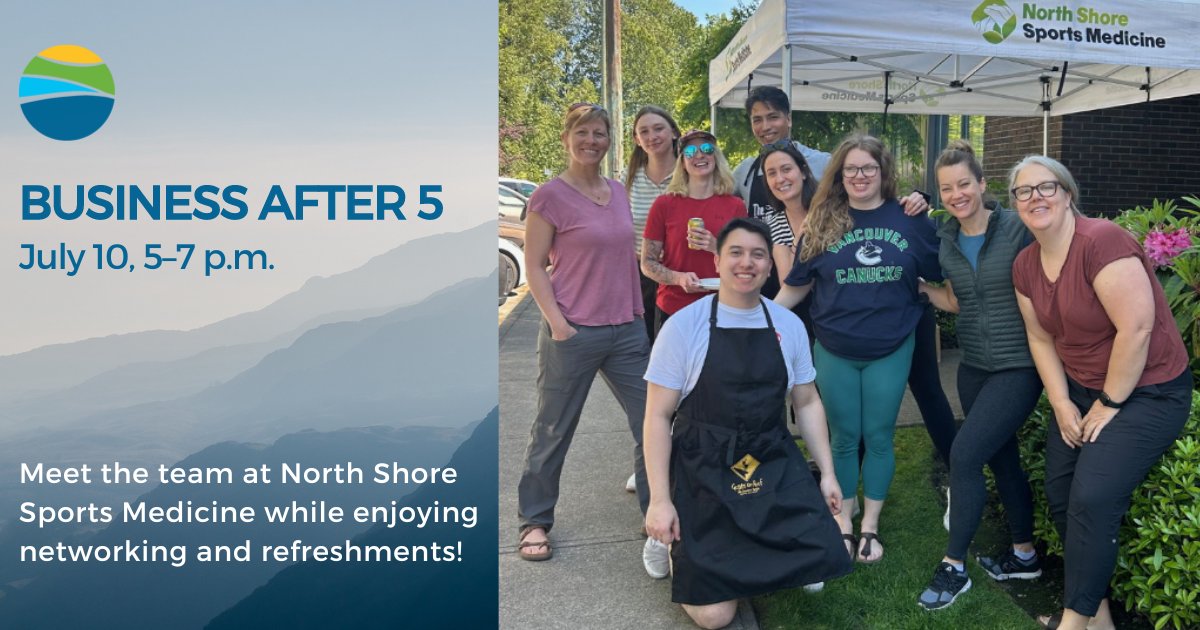 👟 Are you an athlete, fitness enthusiast, or simply interested in optimizing your health? Then this event is for you! ⁠Meet the team at North Shore Sports Medicine while enjoying refreshments and networking. ⁠
🗓️ July 10, 5–7 p.m.⁠
👉 Register here: nvchamber.ca/events