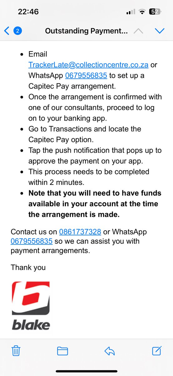 oluchola's tweet photo. @Tracker_SA After paying the cancellation of my contract, you went ahead and took extra R300+ claiming contractual agreement. Now you pass my details to third party to be disturbing me with calls and email. And that is fraud because am not owing you guys https://t.co/l7vq0TuoTH