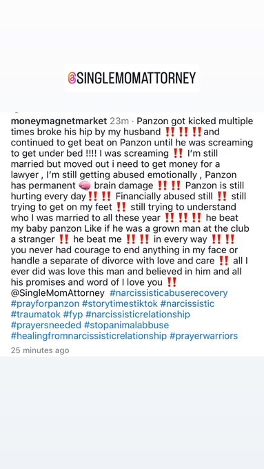 Panzon got kicked multiple times broke his hip by my husband ‼️‼️‼️and continued to get beat on Panzon<a href="/tag/narcissistic"class="tags"><span>#narcissistic</span></a><a href="/tag/narcissisticabuserecovery"class="tags"><span>#narcissisticabuserecovery</span></a><a href="/tag/prayforpanzon"class="tags"><span>#prayforpanzon</span></a>