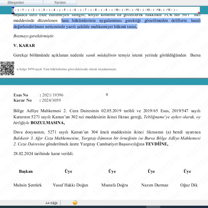 NİHAYET YARGITAY HATA'(YI)SINI GÖREBİLDİ.!
8 yıldır tüm duyarlı hukukçu ve avukatlar, 15 temmuz yargılamalarında TCK md. 3O maddesindeki ''hata'' ve TCK md 21 deki ''kast'' unsurları gereği,
Darbeden habersiz olan herkesin unsur yokluğundan beraat etmesi gerektiğini ısrarla