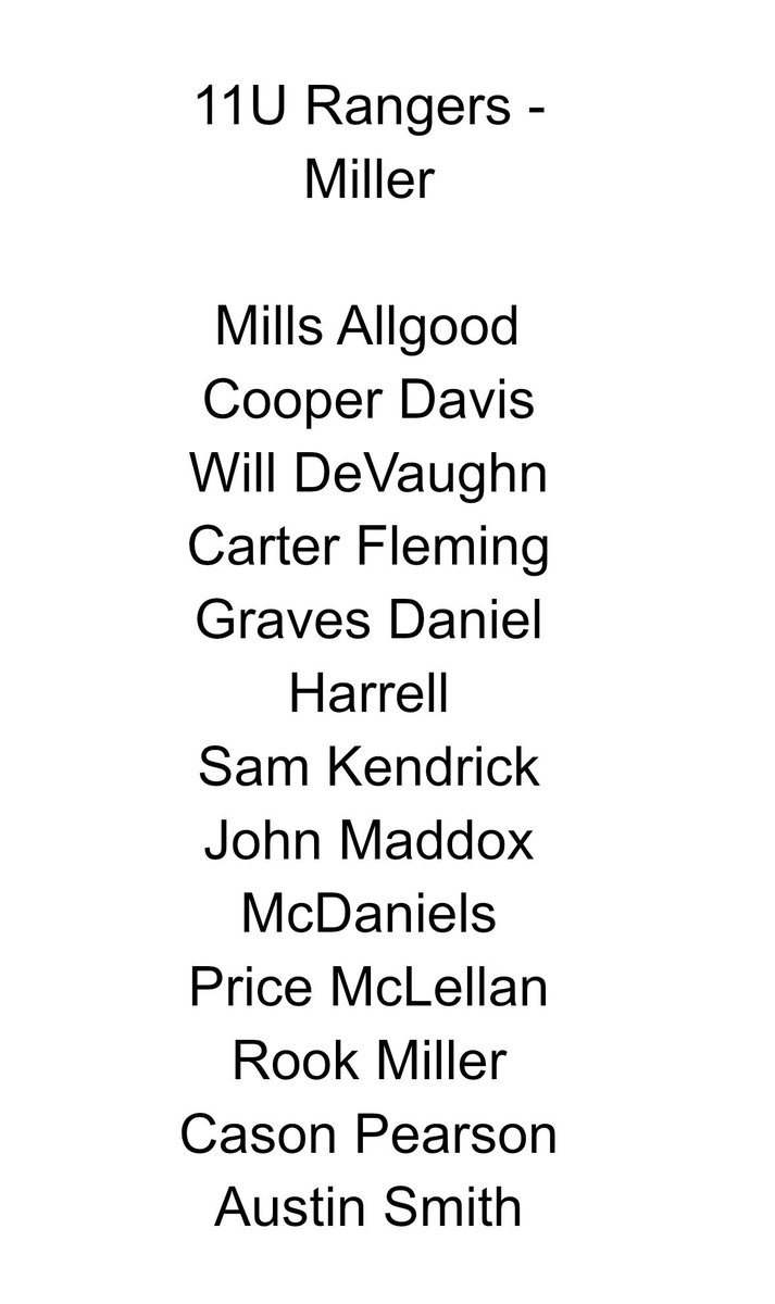 TYBABaseball's tweet image. 2024-25 Ranger/Titan Rosters