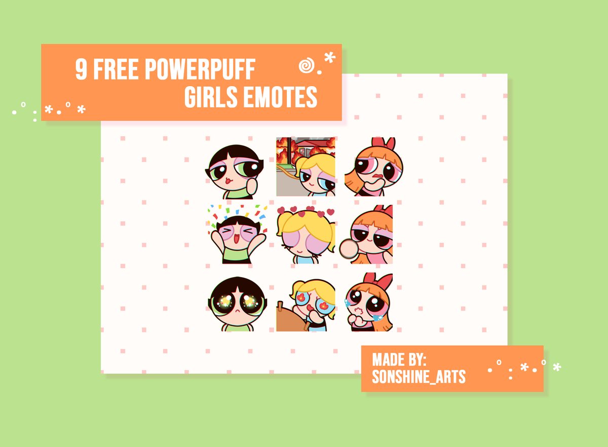 sonshine_arts's tweet image. guess who has two thumbs and finally put the FREE powerpuff girls emote pack together for july? 👍🤠👍

#digitalart #emotes