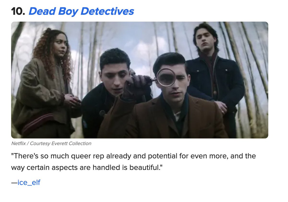 Dead Boy Detectives is featured on Buzzfeed’s 21 LGBTQ+ TV Shows Viewers Say You Absolutely Must Watch For Pride! 🏳️‍🌈🎉

#DeadBoyDetectives 
#RenewDeadBoyDetectives
