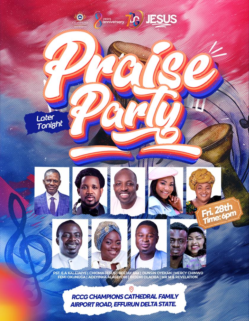 RCCGCCFOFFICIAL's tweet photo. It's the Praise Party !!! 💃💃💃 As we come together tonight, our anticipation is through the roof. We believe that today will be a day of unprecedented joy, celebration, and divine encounters.

Join the praise party online or onsite. We await you 🙂 https://t.co/F6ug026WQH