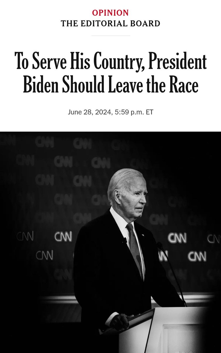 YourAnonTV's tweet image. 🚨 JUST IN: The New York Times editorial board urges Biden to exit the presidential race