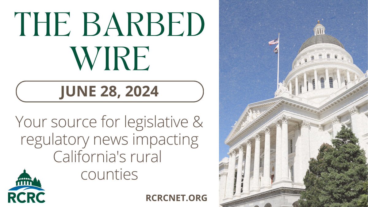 RuralCounties's tweet photo. Check out the latest edition of the #RCRCBarbedWire newsletter, now available! Your source for legislative & regulatory news impacting California's #ruralcounties.
Read here: https://t.co/9gnfNDvOYX https://t.co/NmYEkPWeft