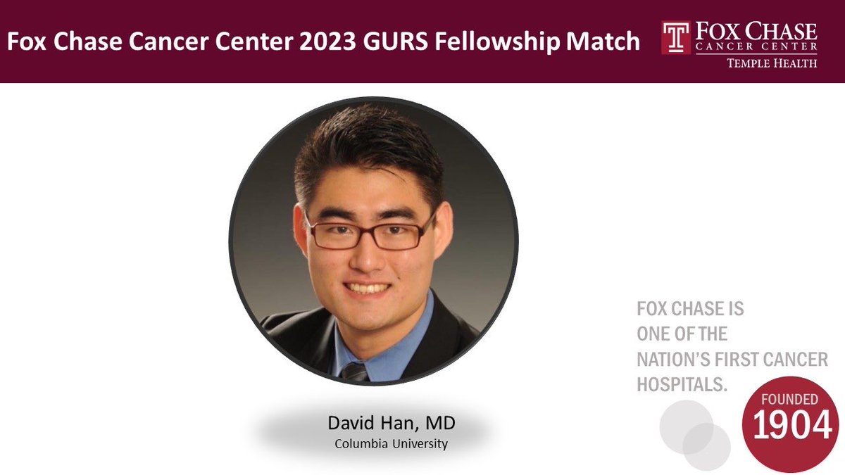 Jay Simhan, MD (@jsimhan) on Twitter photo Thrilled to announce that we have matched <a href="/DavidHan_Uro/">David Han</a> from <a href="/ColumbiaUrology/">Columbia Urology</a> in our <a href="/SocietyGURS/">GURS</a> program here at <a href="/FoxChaseCancer/">Fox Chase Cancer Center</a> <a href="/FCUroOnc/">Fox Chase Cancer Center Department of Urology</a> <a href="/TempleUrology/">Temple Urology</a>! Thrilled to announce that we have matched <a href="/DavidHan_Uro/">David Han</a> from <a href="/ColumbiaUrology/">Columbia Urology</a> in our <a href="/SocietyGURS/">GURS</a> program here at <a href="/FoxChaseCancer/">Fox Chase Cancer Center</a> <a href="/FCUroOnc/">Fox Chase Cancer Center Department of Urology</a> <a href="/TempleUrology/">Temple Urology</a>!