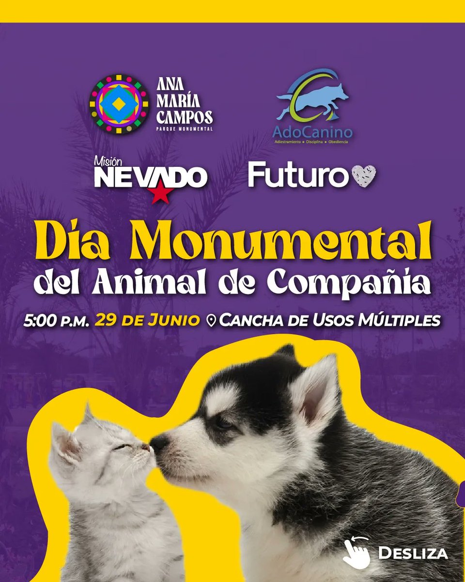 PAnaMariaCampos's tweet photo. Este sábado 29 de junio celebraremos el Día Monumental del Animal de Compañía 🐶 con una Jornada de vacunación y actividades recreativas en en la Cancha de Usos Múltiples del Parque Monumental Ana María Campos 🌳

Te esperamos 😉 

#animales #Maracaibo #Zulia https://t.co/vTd7Gls2lP