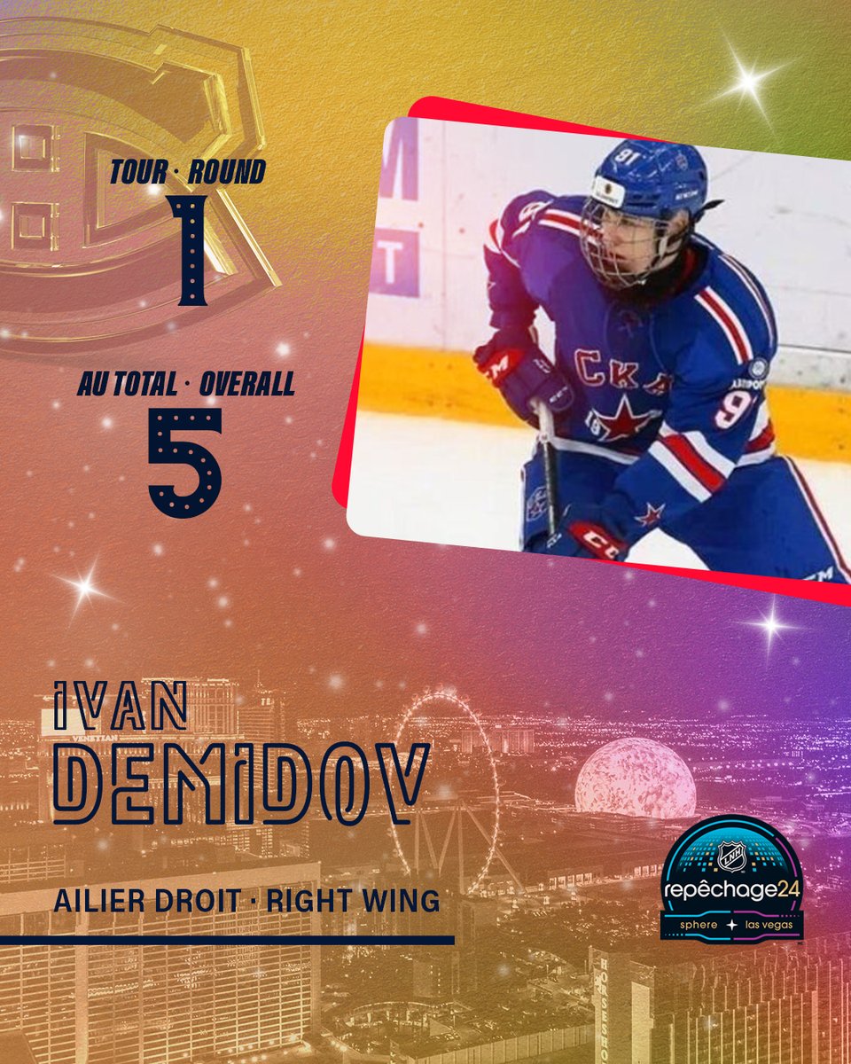 CanadiensMTL's tweet image. Ce qui se passe à Las Vegas reste à Las Vegas... sauf Ivan Demidov. Il s’en vient à Montréal!!!

What happens in Vegas, stays in Vegas... except Ivan Demidov. He's coming to Montreal!!!

#GoHabsGo | #RepêchageLNH | #NHLDraft