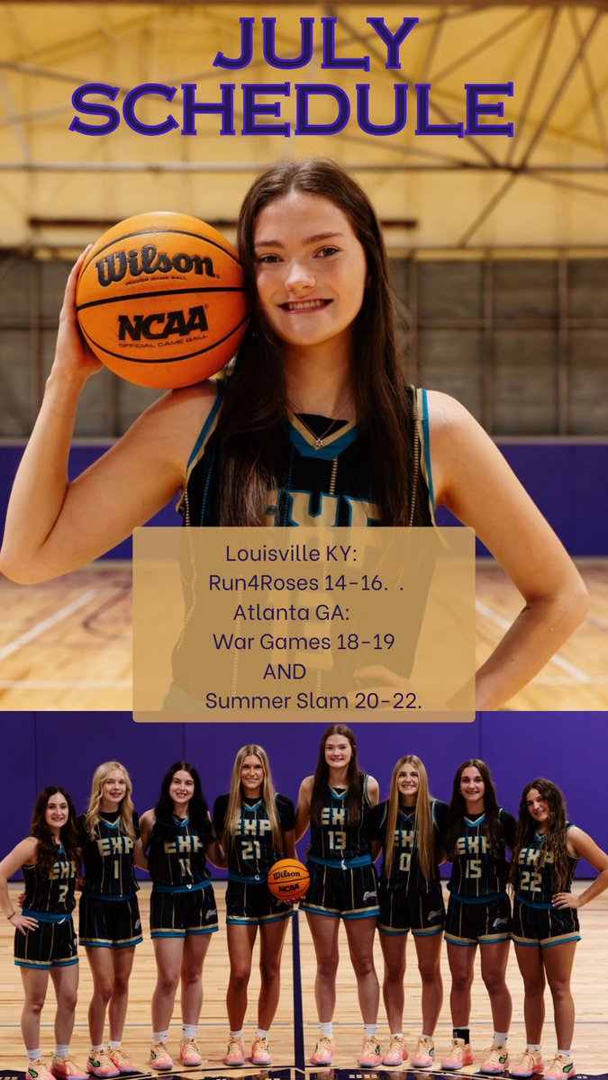 JULY SCHEDULE!! can’t wait to compete with my girls for my last time playing AAU🥲🥲