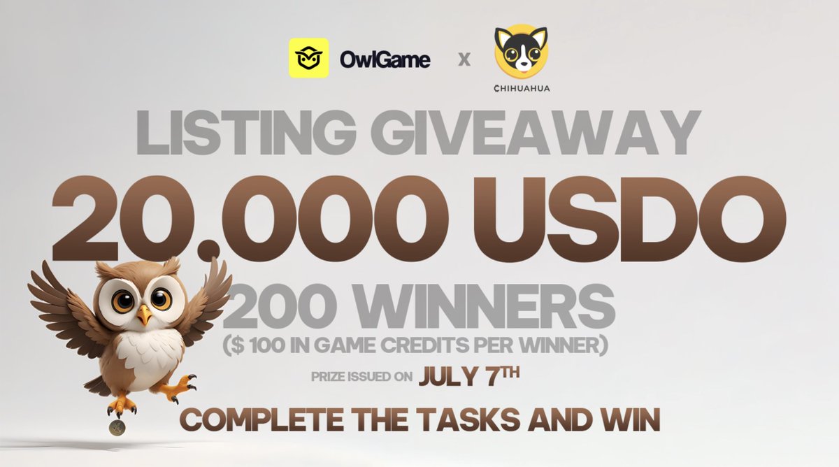 To celebrate our partnership with @chihuahuachain we will be giving away usdo

👉Follow <a href="/OWLDAOio/">OWLDAO</a> and <a href="/ChihuahuaChain/">Chihuahua ($HUAHUA)</a> 
✌️ Retweet this post
📢 Post your Wallet address below